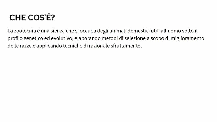 
<p>La zootecnia è una scienza che si occupa dell'allevamento degli animali domestici utili all'uomo, con un focus sul profilo genetico ed e