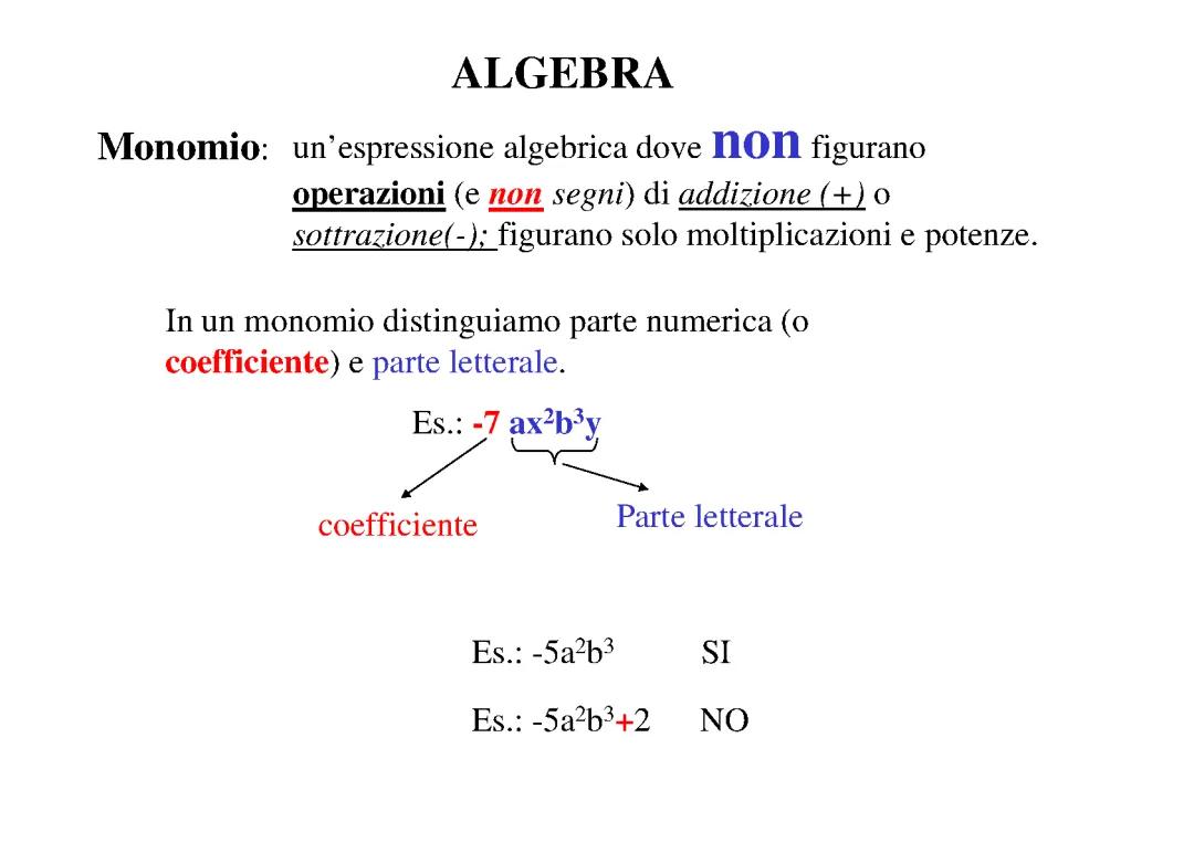 Monomi e Polinomi: Esercizi Facili, Formule e Mappa Concettuale