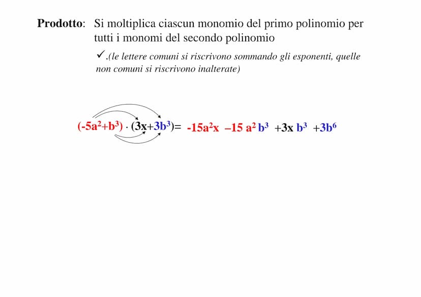 ALGEBRA
Monomio: un'espressione algebrica dove non figurano
operazioni (e non segni) di addizione (+) o
sottrazione(-); figurano solo moltip