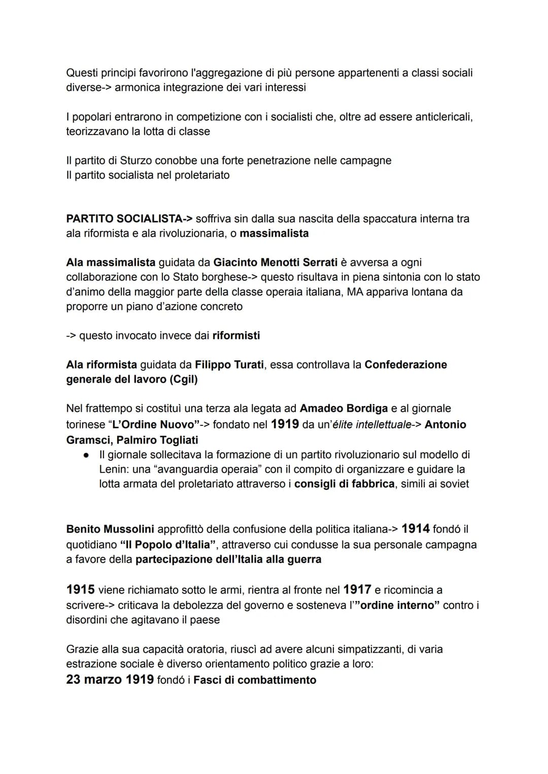 ITALIA DAL DOPOGUERRA AL FASCISMO
1. Le trasformazioni politiche del dopoguerra
Nel difficile clima del dopoguerrai partiti politici avrebbe