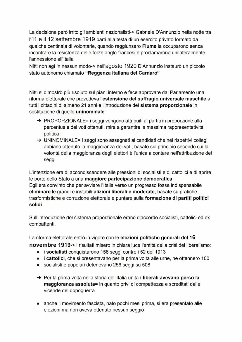 ITALIA DAL DOPOGUERRA AL FASCISMO
1. Le trasformazioni politiche del dopoguerra
Nel difficile clima del dopoguerrai partiti politici avrebbe