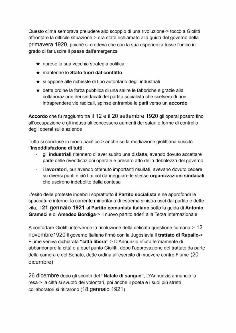 ITALIA DAL DOPOGUERRA AL FASCISMO
1. Le trasformazioni politiche del dopoguerra
Nel difficile clima del dopoguerrai partiti politici avrebbe