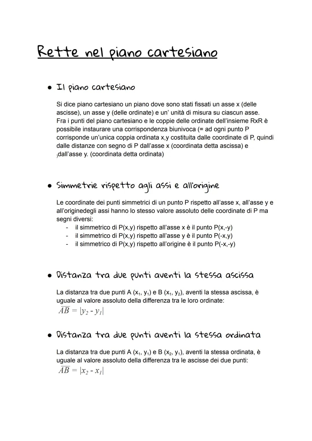 Rette nel piano cartesiano
•Il piano cartesiano
Si dice piano cartesiano un piano dove sono stati fissati un asse x (delle
ascisse), un asse