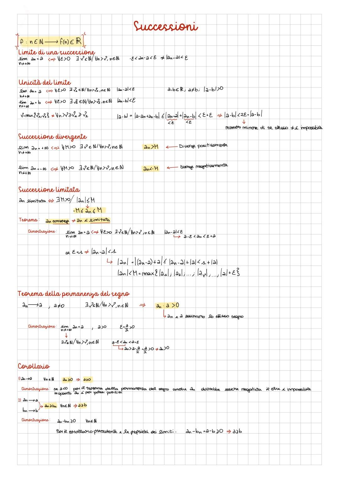 Calcolo delle successioni e limiti spiegati
