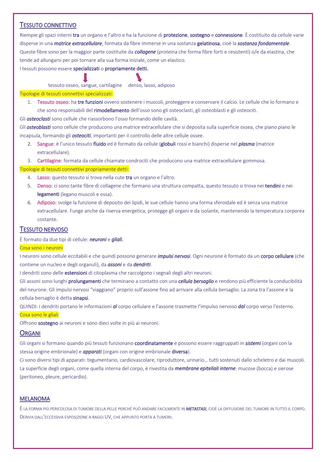 Tessuti del corpo umano
Il nostro organismo è pluricellulare, ma deriva da una sola cellula, lo zigote. Queste cellule si differenziano per 
