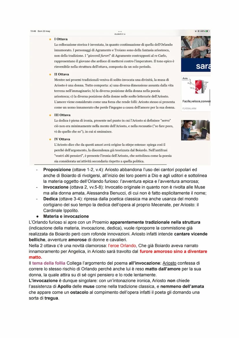 Il primo canto
Angelica ed Orlando tornano insieme dall'Oriente e si recano là dove re Carlo aveva
insediato il proprio esercito, per dare b