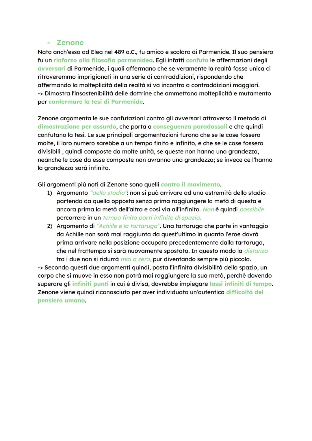 FILOSOFIA
Parmenide
Nato ad Elea, visse tra il 550 e il 450 a.C. ed espose il suo pensiero nell'opera Sulla
Natura. I toni ispirati e oracol