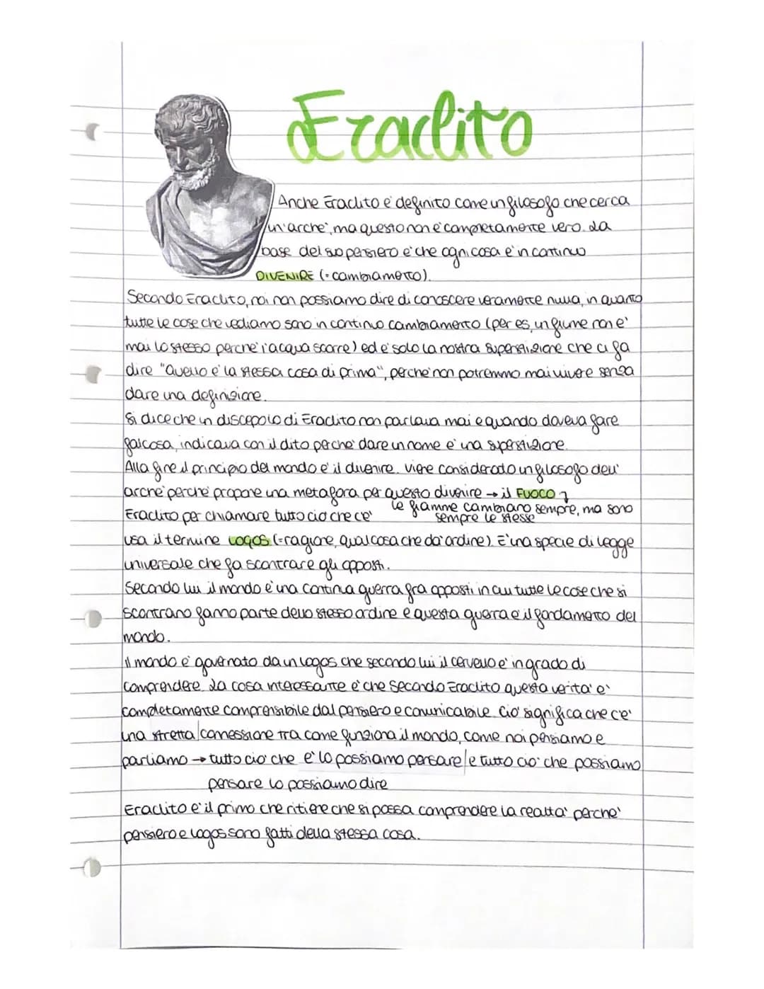 Eraclito
/Anche Eraclito e definito come un filosofo che cerca
un'arche, ma questo non è completamente vero. La
/base del suo pensiero e' ch