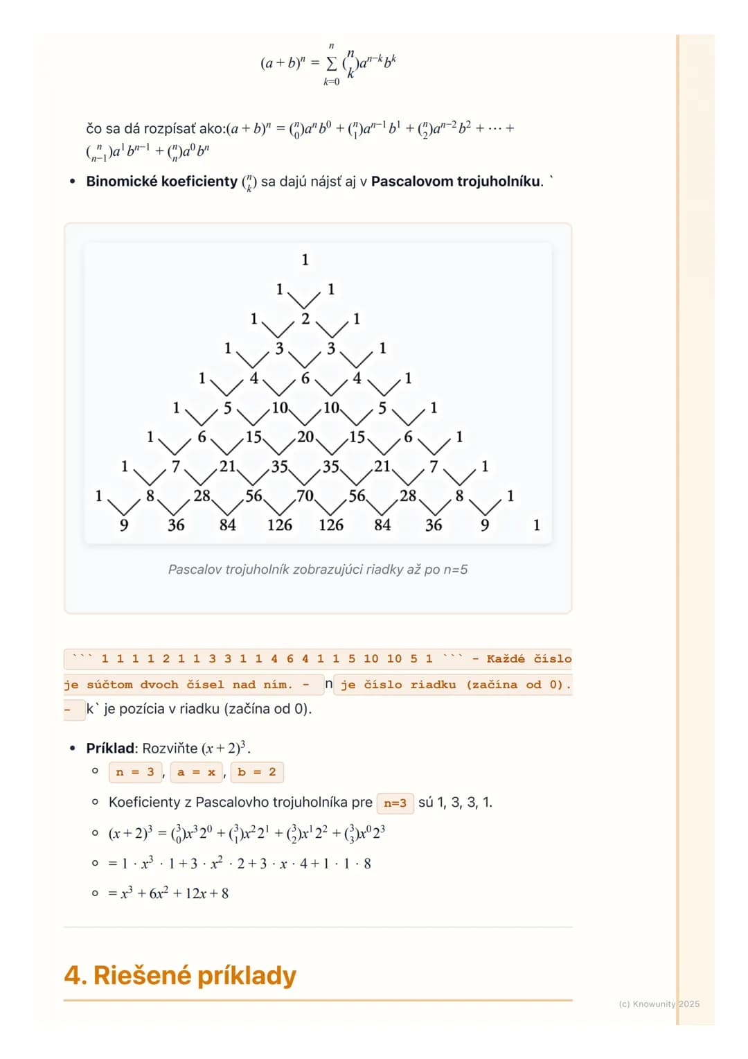# Kombinatorika

## 1. Úvod do kombinatoriky

Kombinatorika je dôležitá časť matematiky, ktorá sa zaoberá počítaním rôznych
možností usporia