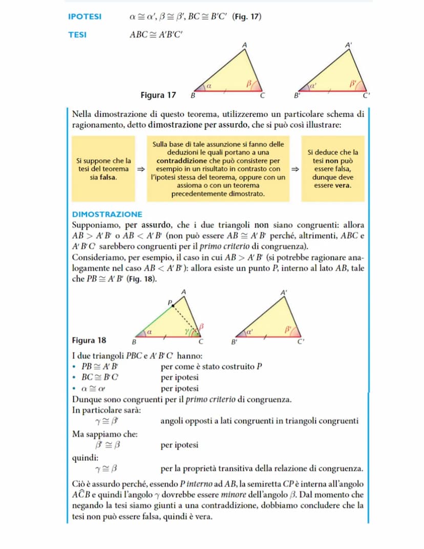 CONGRUENZA NEI
TRIANGOLI U18
TRIANGOLI CONGRUENTI
Se due triangoli hanno gli angoli e i lati ordinatamente
congruenti allora essi sono congr