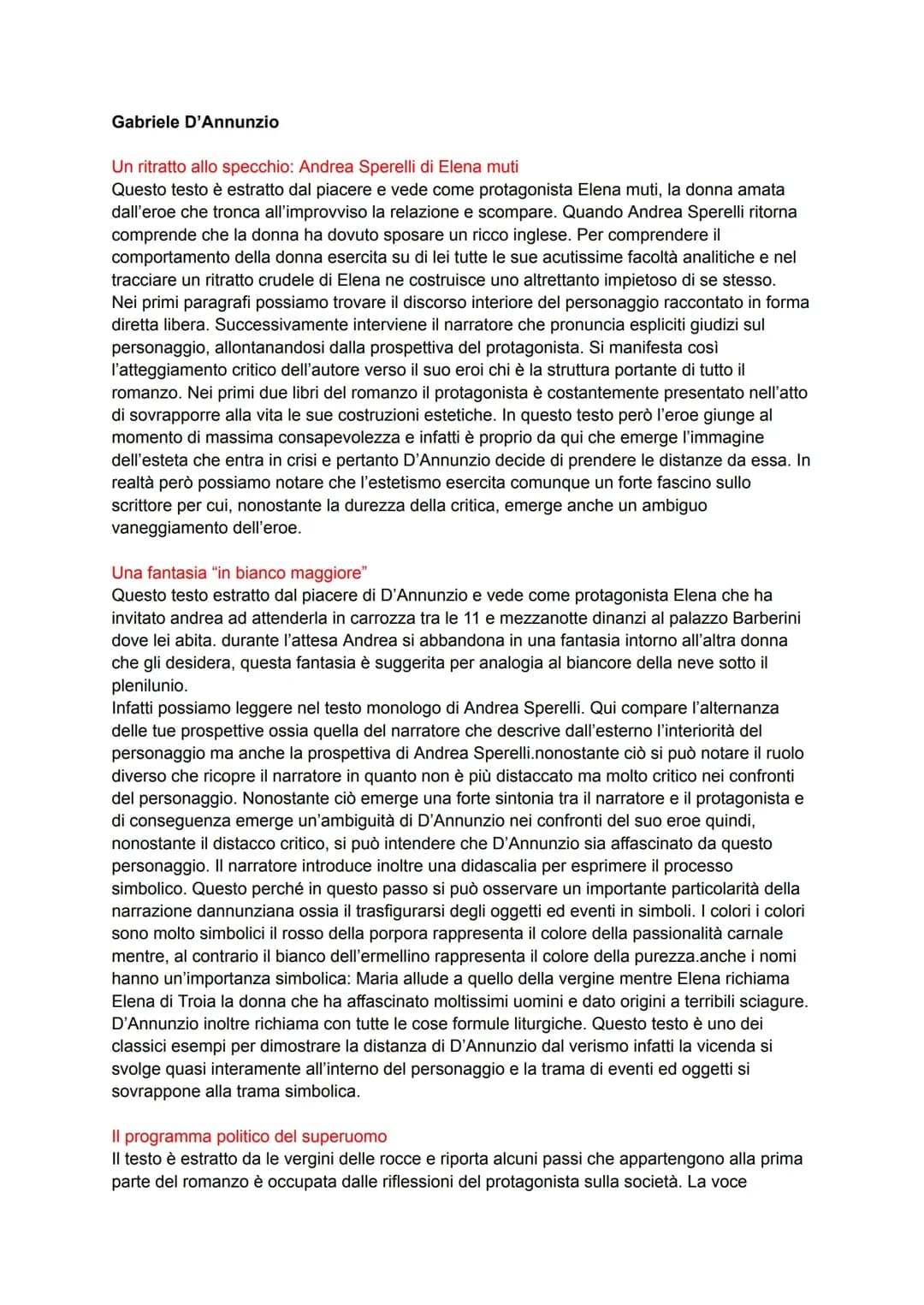 Analisi testi D’annunzio