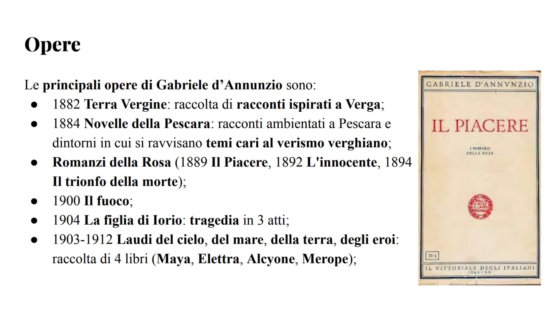 Gabriele d'Annunzio Biografia
Gabriele d'Annunzio nacque a Pescara Vecchia, il 12 marzo 1863
da una famiglia borghese benestante. Fu il terz