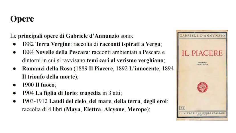 Gabriele d'Annunzio Biografia
Gabriele d'Annunzio nacque a Pescara Vecchia, il 12 marzo 1863
da una famiglia borghese benestante. Fu il terz