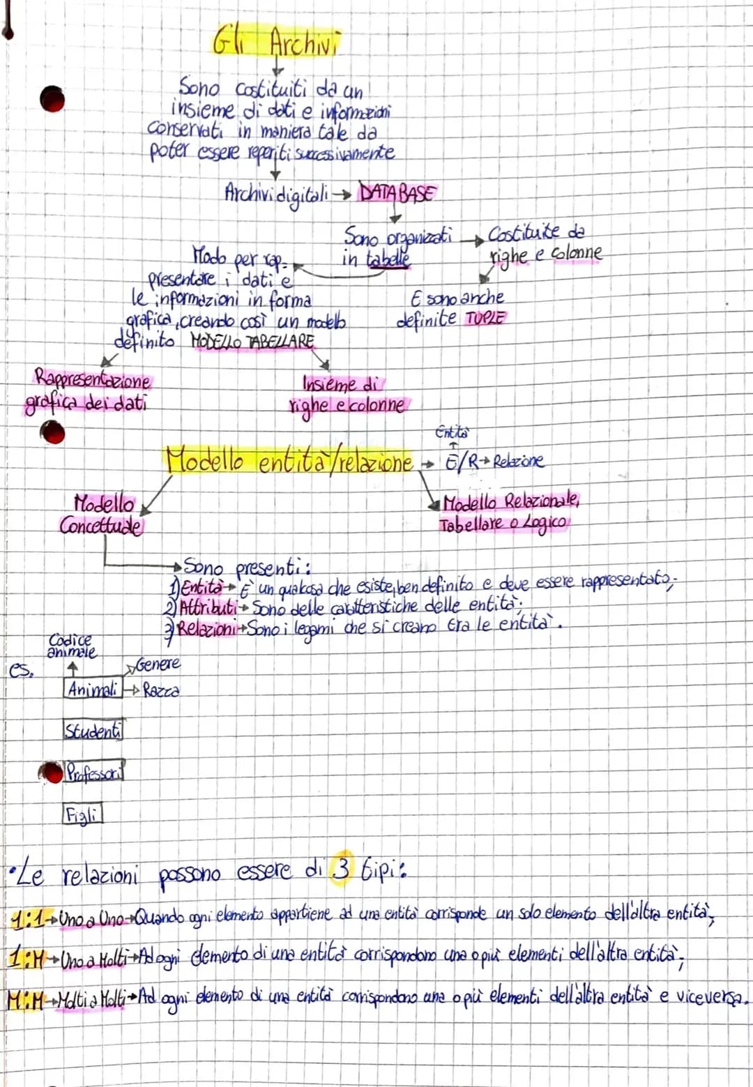 es,
Rappresentazione
grafica dei dati
Modello
Concettude
Codice
animale
Gli Archivi
Sono costituiti da un
insieme di dati e informazioni
Con