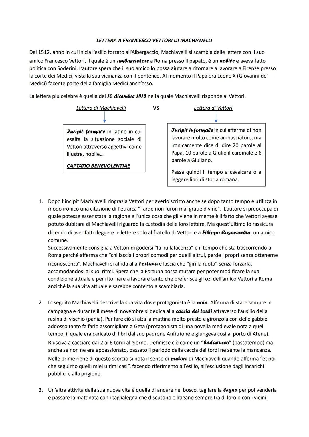 Analisi della Lettera a Francesco Vettori di Machiavelli
