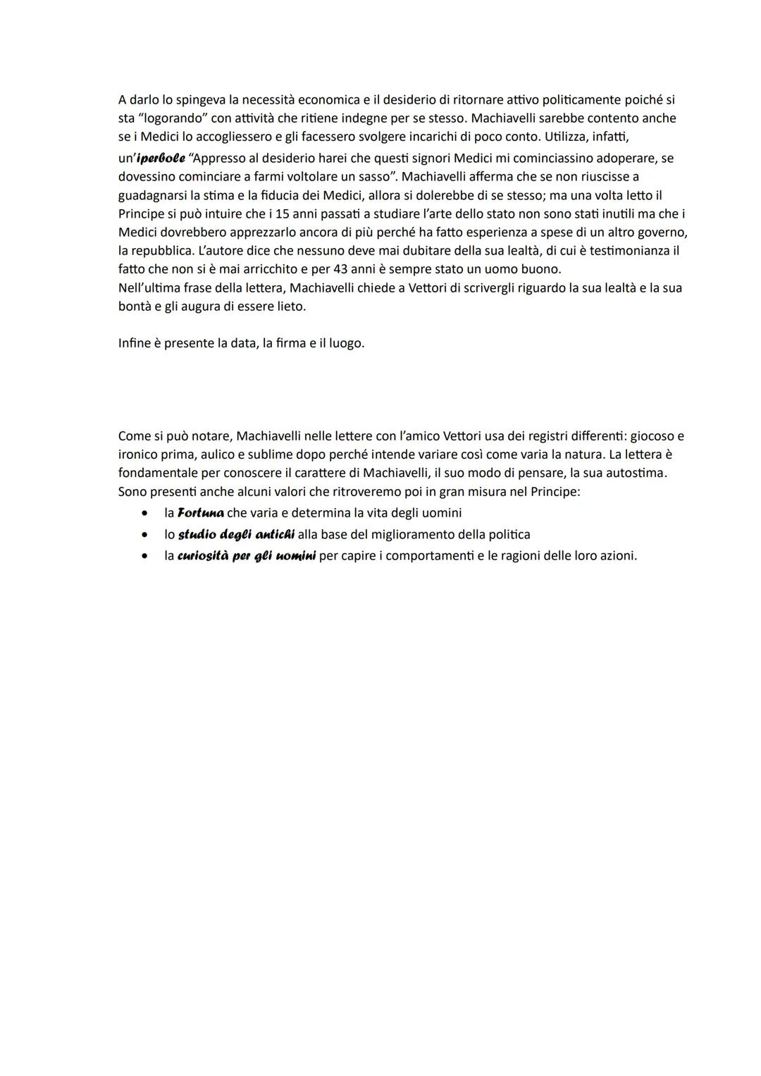 LETTERA A FRANCESCO VETTORI DI MACHIAVELLI
Dal 1512, anno in cui inizia l'esilio forzato all'Albergaccio, Machiavelli si scambia delle lette