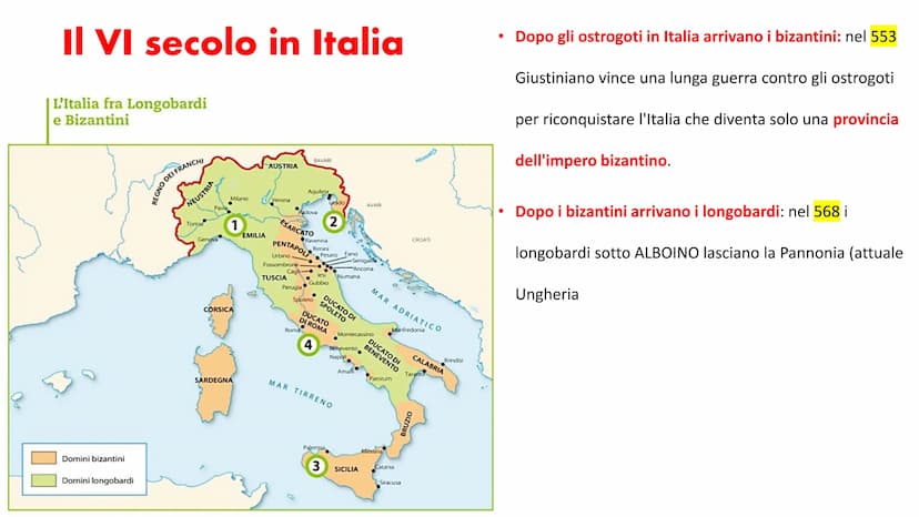 LONGOBARDI Il VI secolo in Italia
L'Italia fra Longobardi
e Bizantini
Domini bizantini
Domini longobardi
REGNO DEI FRANCHI
NEUSTRIA
Torino
P
