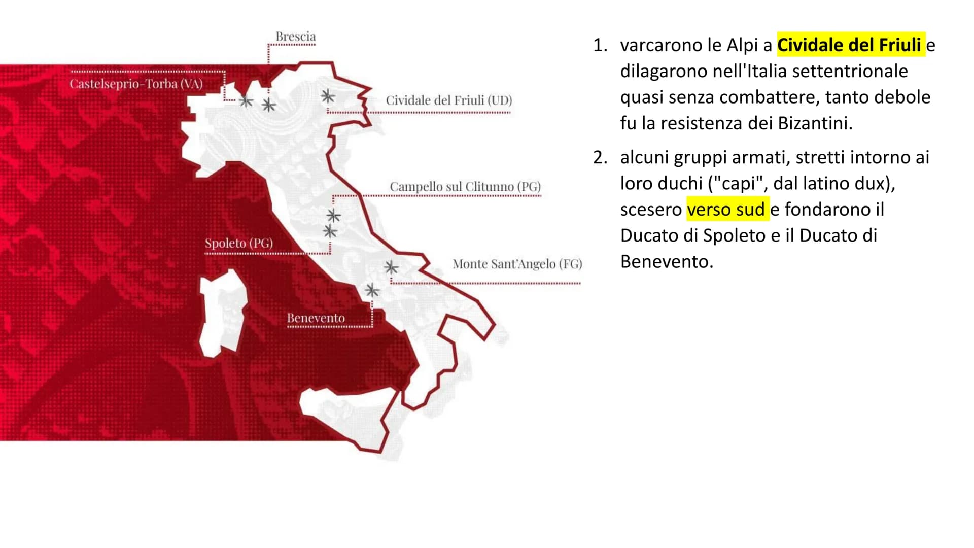 LONGOBARDI Il VI secolo in Italia
L'Italia fra Longobardi
e Bizantini
Domini bizantini
Domini longobardi
REGNO DEI FRANCHI
NEUSTRIA
Torino
P