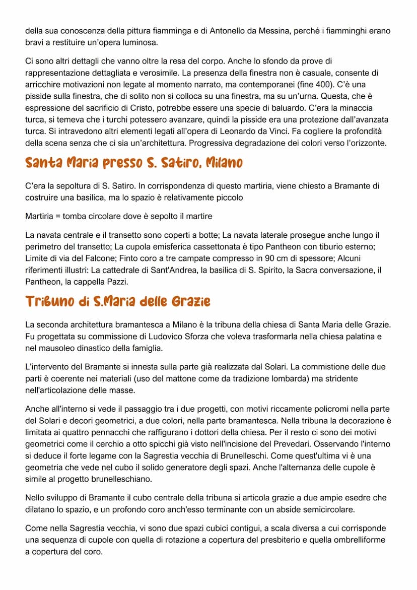 BRAMANTE
È a cavallo tra 1400 e 1500. Nasce nel 1444 a Urbino e muore a
Roma nel 1514. Bramante è consapevole delle caratteristiche del
1400