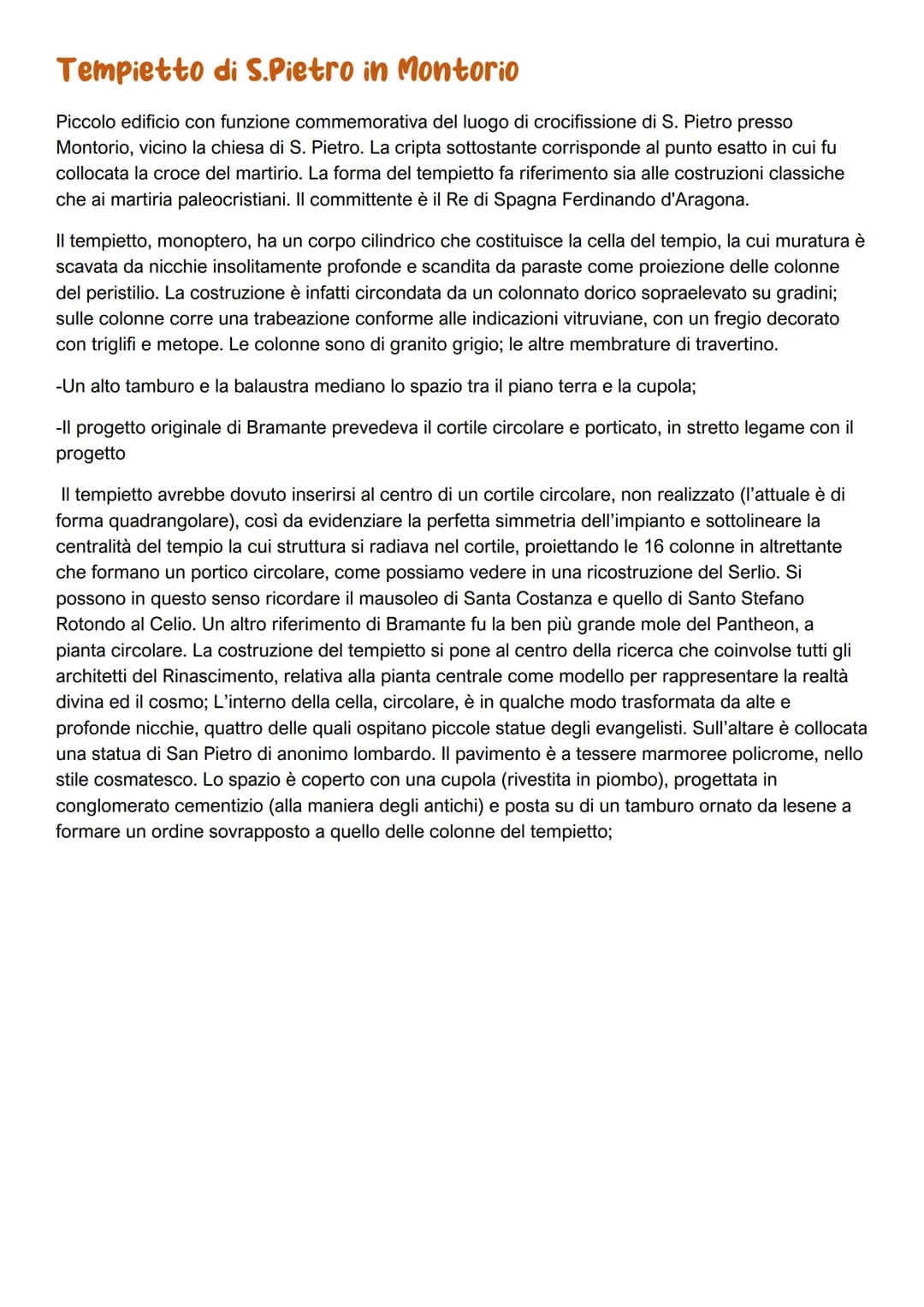BRAMANTE
È a cavallo tra 1400 e 1500. Nasce nel 1444 a Urbino e muore a
Roma nel 1514. Bramante è consapevole delle caratteristiche del
1400