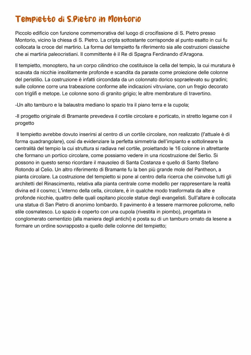BRAMANTE
È a cavallo tra 1400 e 1500. Nasce nel 1444 a Urbino e muore a
Roma nel 1514. Bramante è consapevole delle caratteristiche del
1400