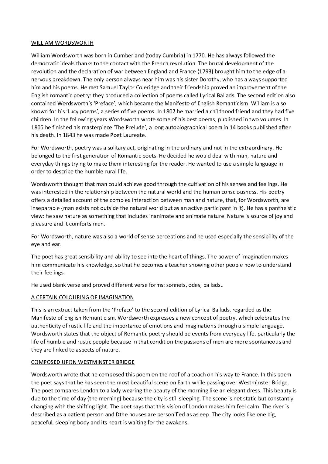 William Wordsworth: Exploring His Poetic World