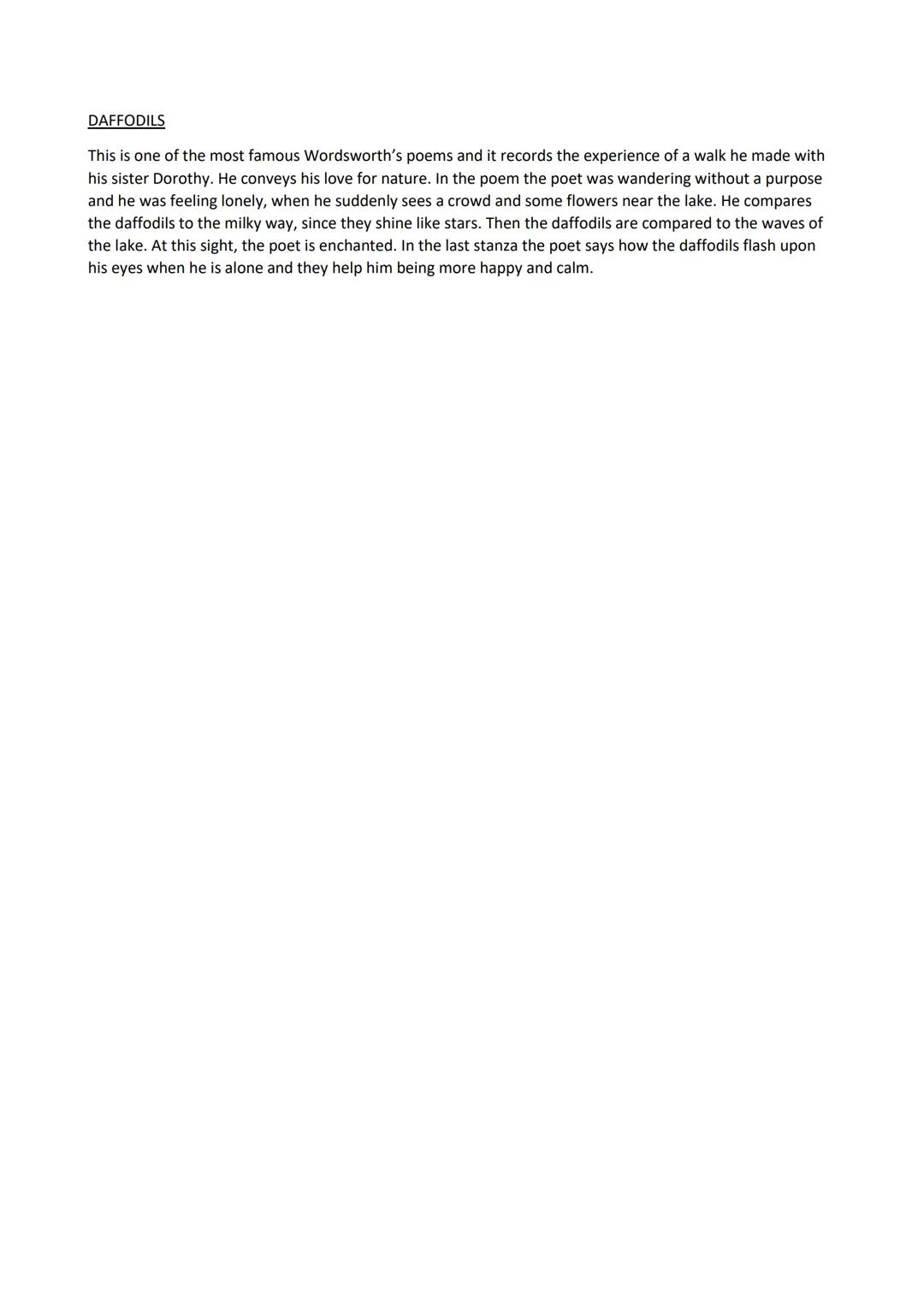 WILLIAM WORDSWORTH
William Wordsworth was born in Cumberland (today Cumbria) in 1770. He has always followed the
democratic ideals thanks to