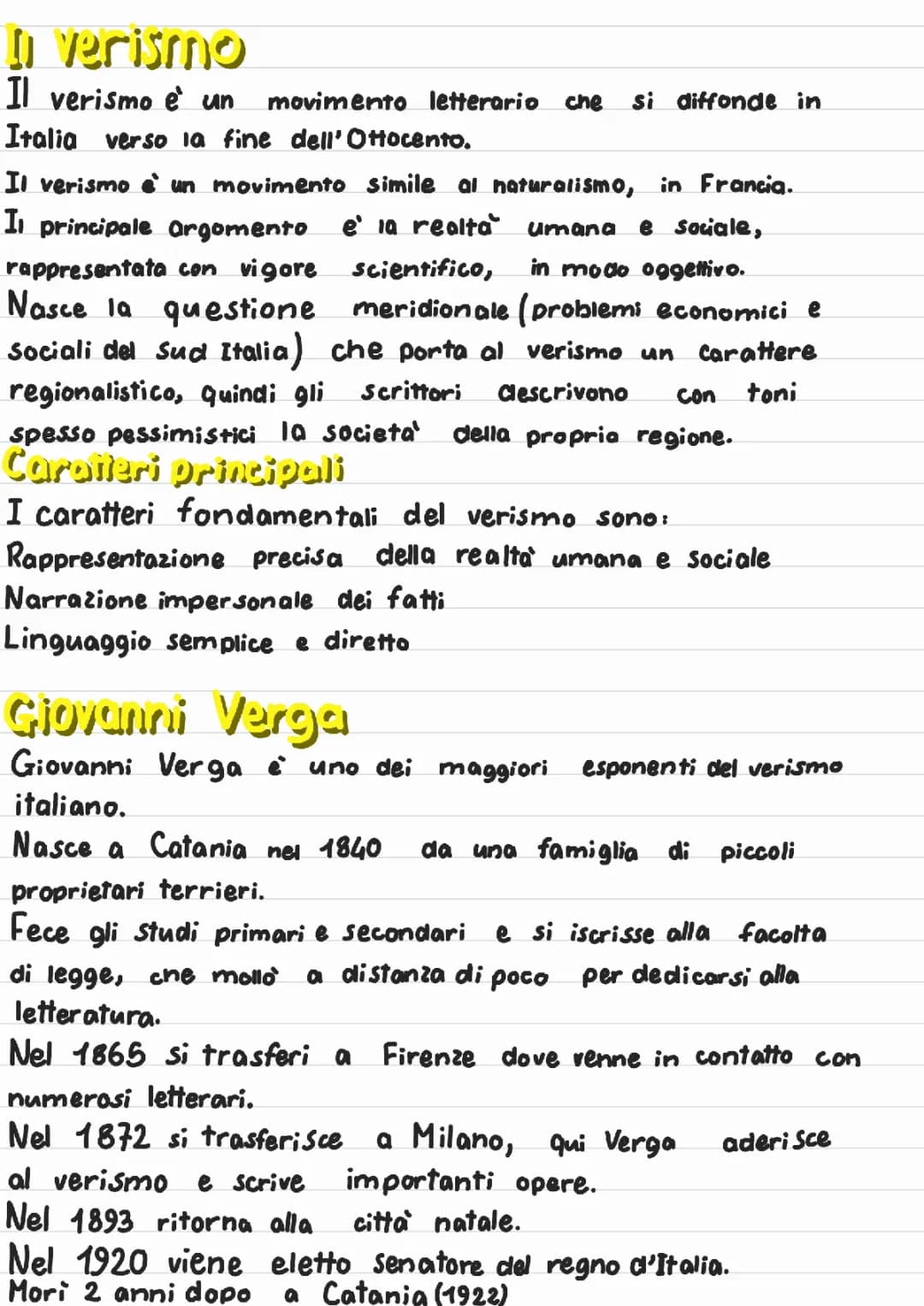 Il Verismo e Giovanni Verga