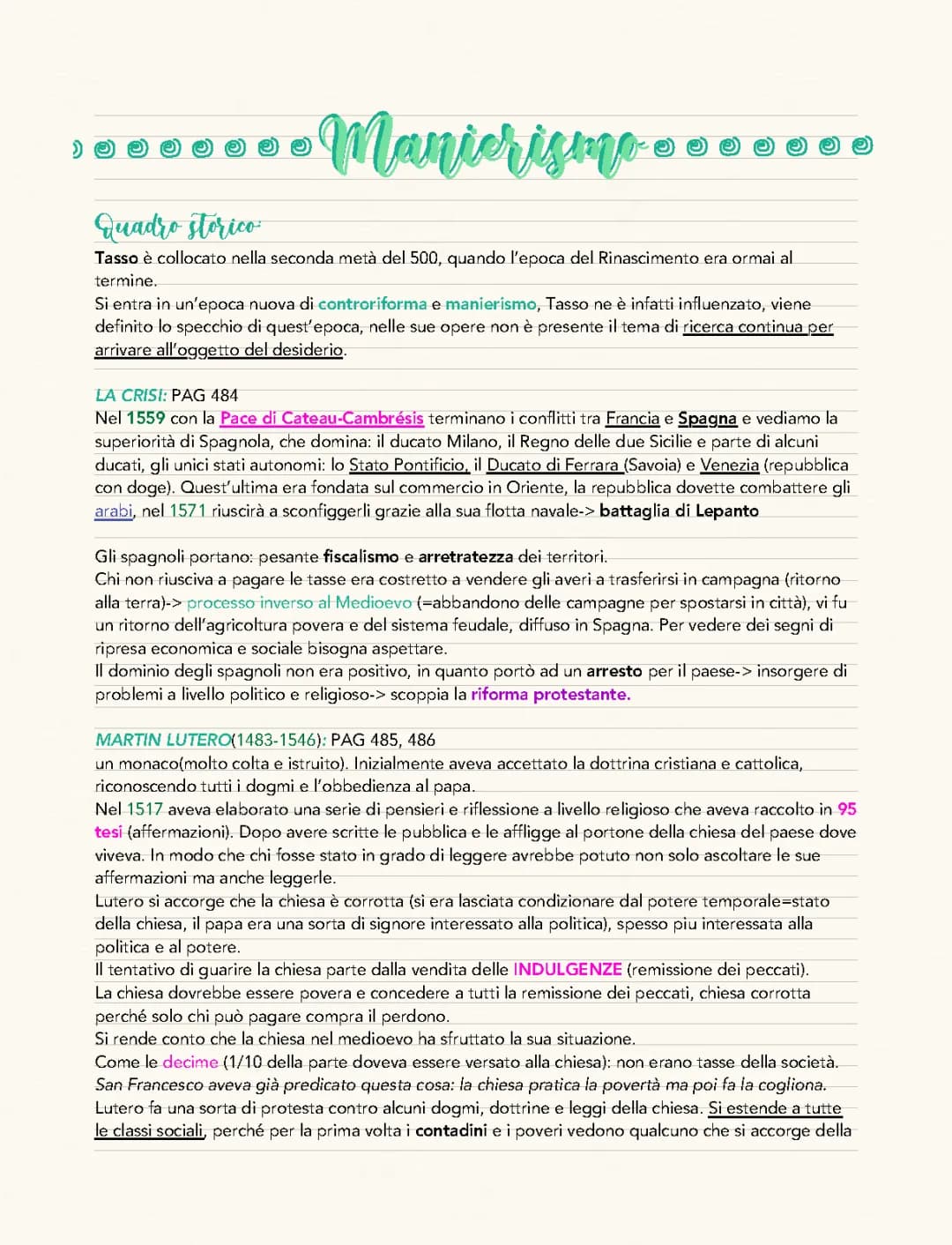 Manierismo e Torquato Tasso: Significato e Caratteristiche - Riassunti e PDF