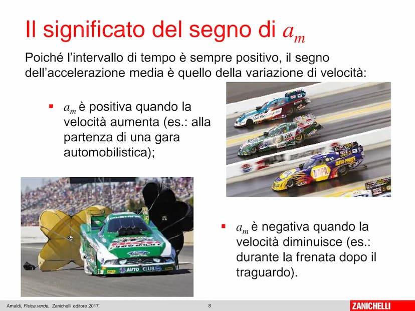 Capitolo 7
L'accelerazione
Amaldi, Fisica.verde, Zanichelli editore 2017
1
ZANICHELLI Il moto rettilineo vario
Amaldi, Fisica. verde, Zanich