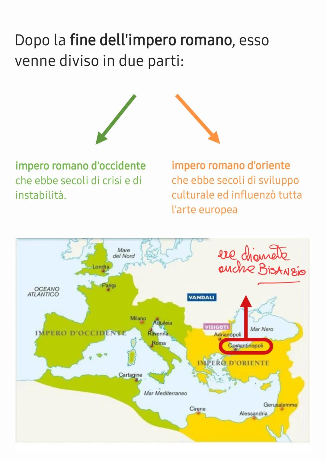 Dopo la fine dell'impero romano, esso
venne diviso in due parti:
impero romano d'occidente
che ebbe secoli di crisi e di
instabilità.
OCEANO