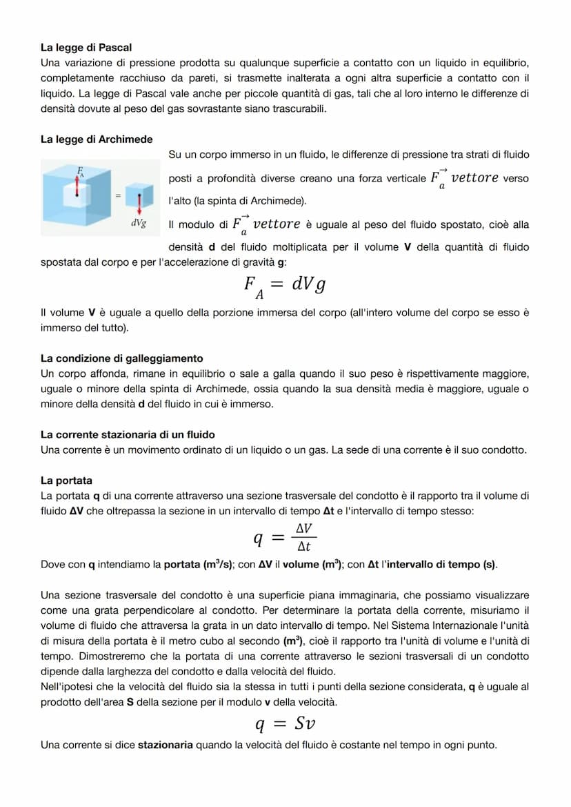 L'equilibrio dei fluidi in sintesi
La densità di un materiale omogeneo
È il rapporto d tra la massa m e il volume v di un campione di materi