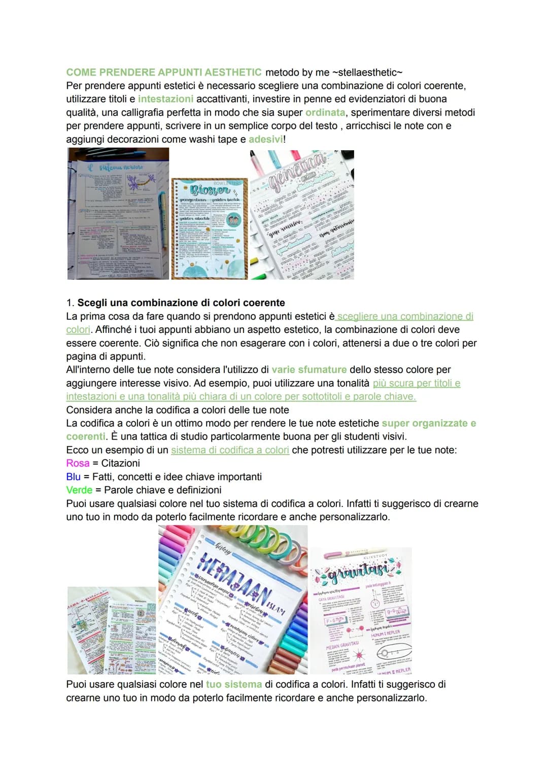 COME PRENDERE APPUNTI AESTHETIC metodo by me ~stellaesthetic~
Per prendere appunti estetici è necessario scegliere una combinazione di color