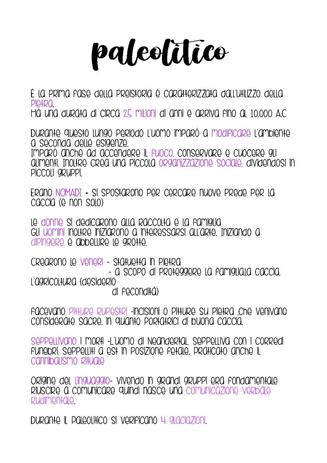 Paleolitico e Neolitico - Schema e Differenze per Scuola Primaria