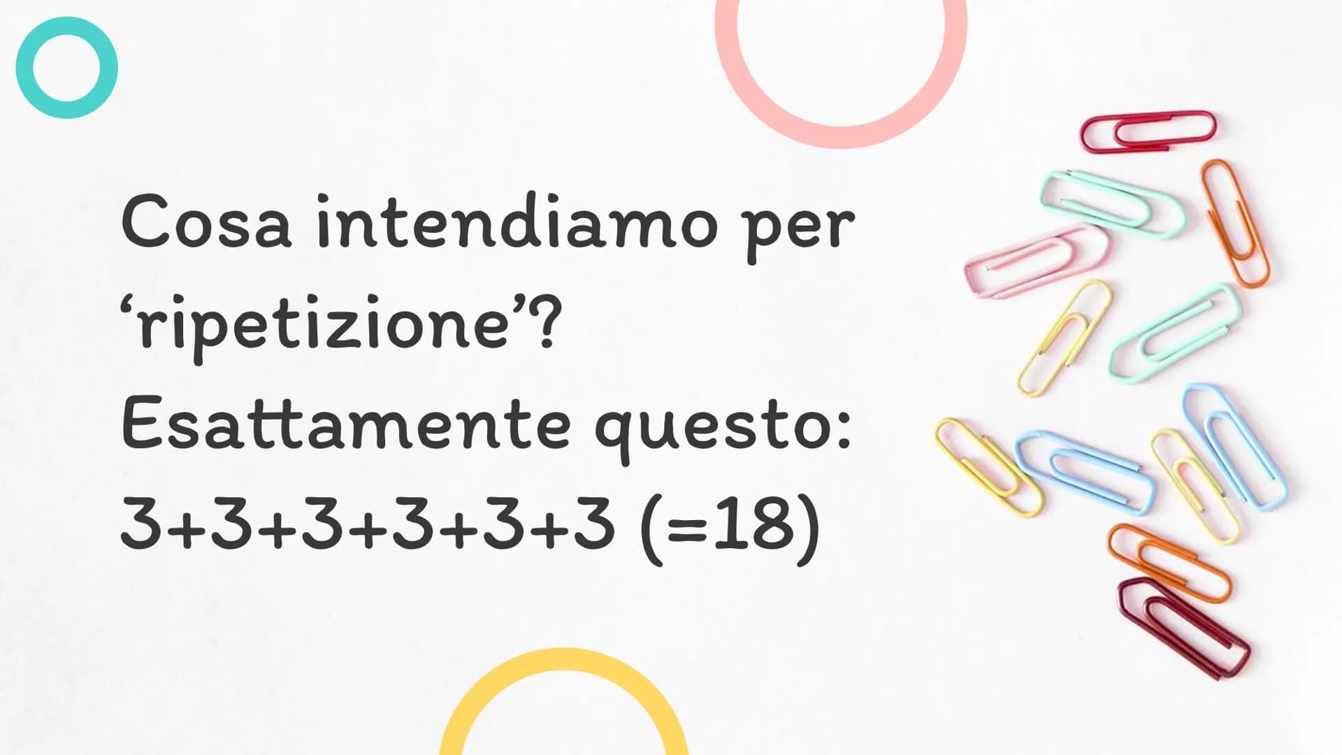 Ox
Matematica
Le moltiplicazioni: le tabelline
* La
moltiplicazione
è la ripetizione
di una stessa
quantità.
2 O
Cosa intendiamo per
'ripeti