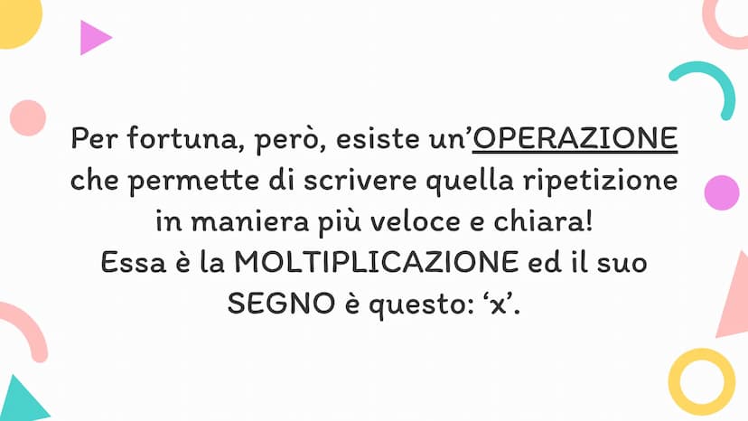 Ox
Matematica
Le moltiplicazioni: le tabelline
* La
moltiplicazione
è la ripetizione
di una stessa
quantità.
2 O
Cosa intendiamo per
'ripeti