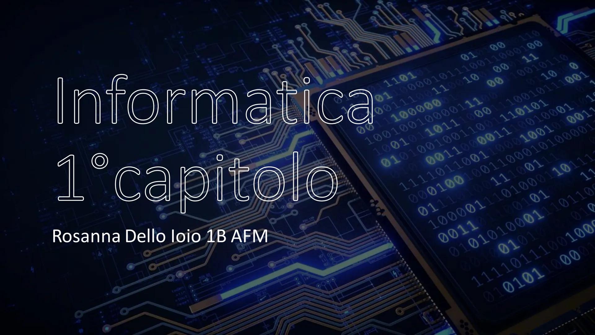 Informatica
1°capitolo
Rosanna Dello loio 1B AFM
110101
00111001100100
999.
010 00
0110000101110011000100
001110000001
100100100001110
00011
