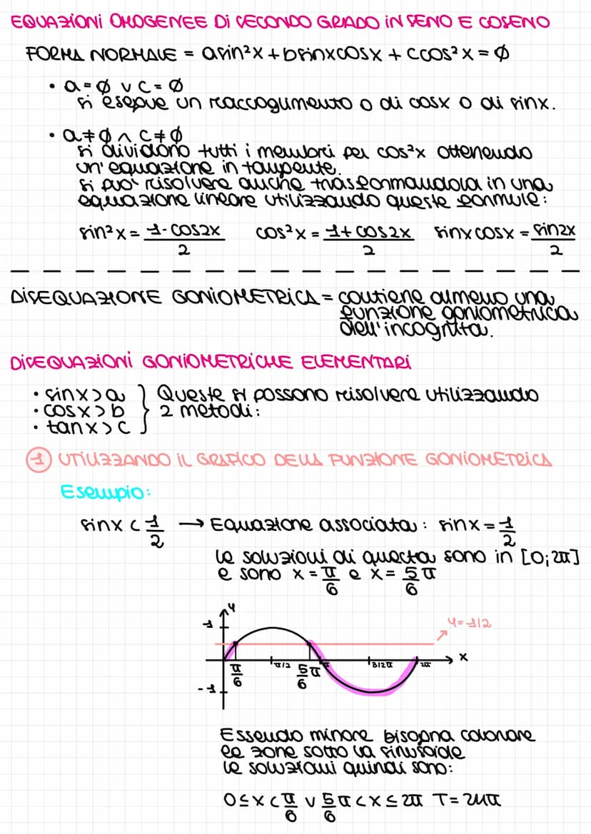 Equazioni e Disequazioni Goniometriche
EQUAZIONE GONIOMETRICA = contiene almeno una funzione
goniometrica dell' incognita.
a, b, c
EQUAZIONI