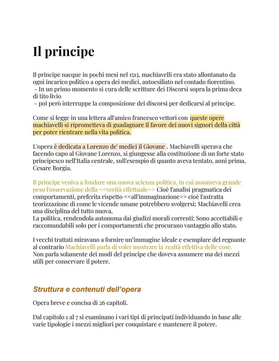 Il principe
Il principe nacque in pochi mesi nel 1513, machiavelli era stato allontanato da
ogni incarico politico a opera dei medici, autoe
