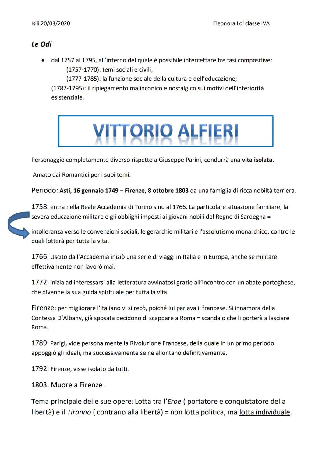 Isili 20/03/2020
Eleonora Loi classe IVA
L'ILLUMINISMO
Periodo: 1700 definito anche Secolo dei lumi, caratterizzato dall'uso della Ragione.
