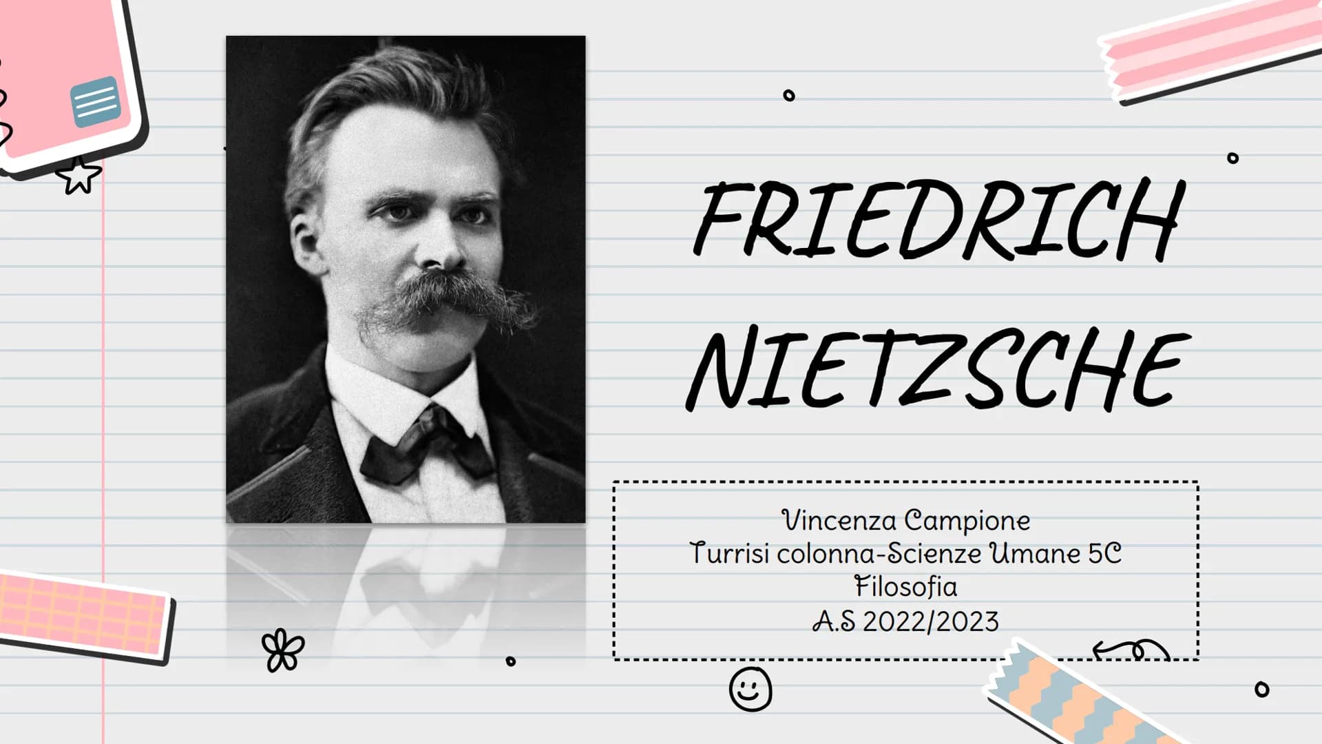 ❀
FRIEDRICH
NIETZSCHE
Vincenza Campione
Turrisi colonna-Scienze Umane 5C
Filosofia
A.S 2022/2023 INTRODUZIONE
E' stato uno dei più frequenti