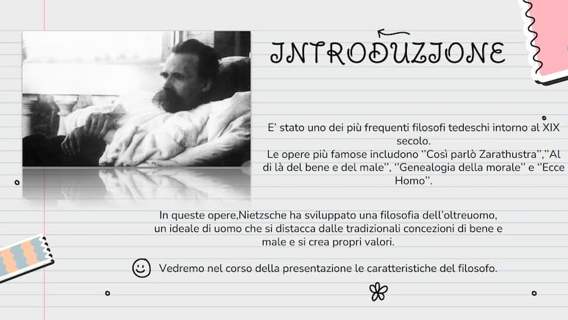 ❀
FRIEDRICH
NIETZSCHE
Vincenza Campione
Turrisi colonna-Scienze Umane 5C
Filosofia
A.S 2022/2023 INTRODUZIONE
E' stato uno dei più frequenti