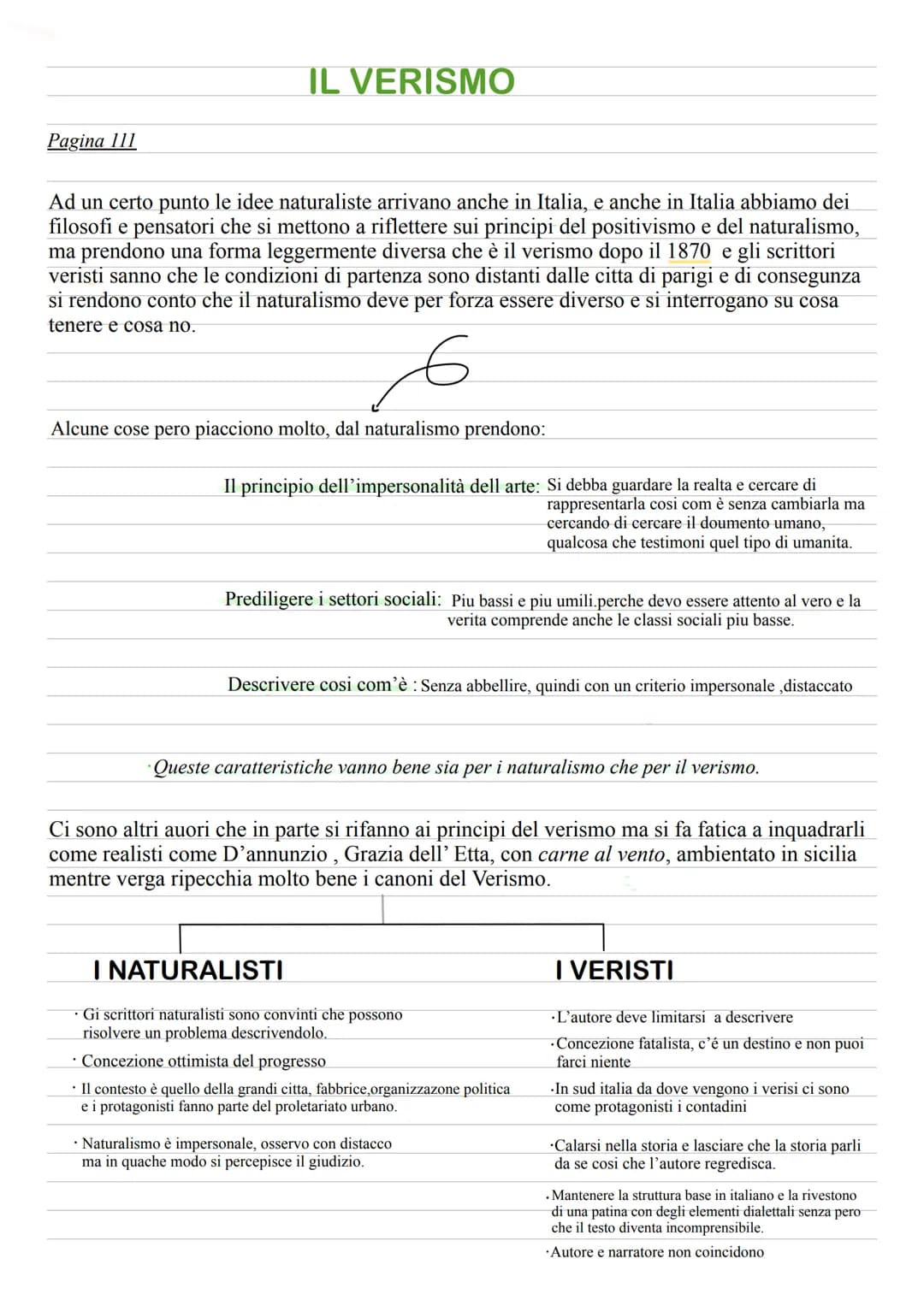 Pagina 111
IL VERISMO
Ad un certo punto le idee naturaliste arrivano anche in Italia, e anche in Italia abbiamo dei
filosofi e pensatori che