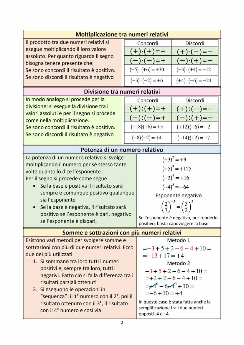 Numeri relativi
Un numero si dice "relativo" se è preceduto da un segno
Un numero relativo è positivo se è preceduto dal segno +
Un numero r