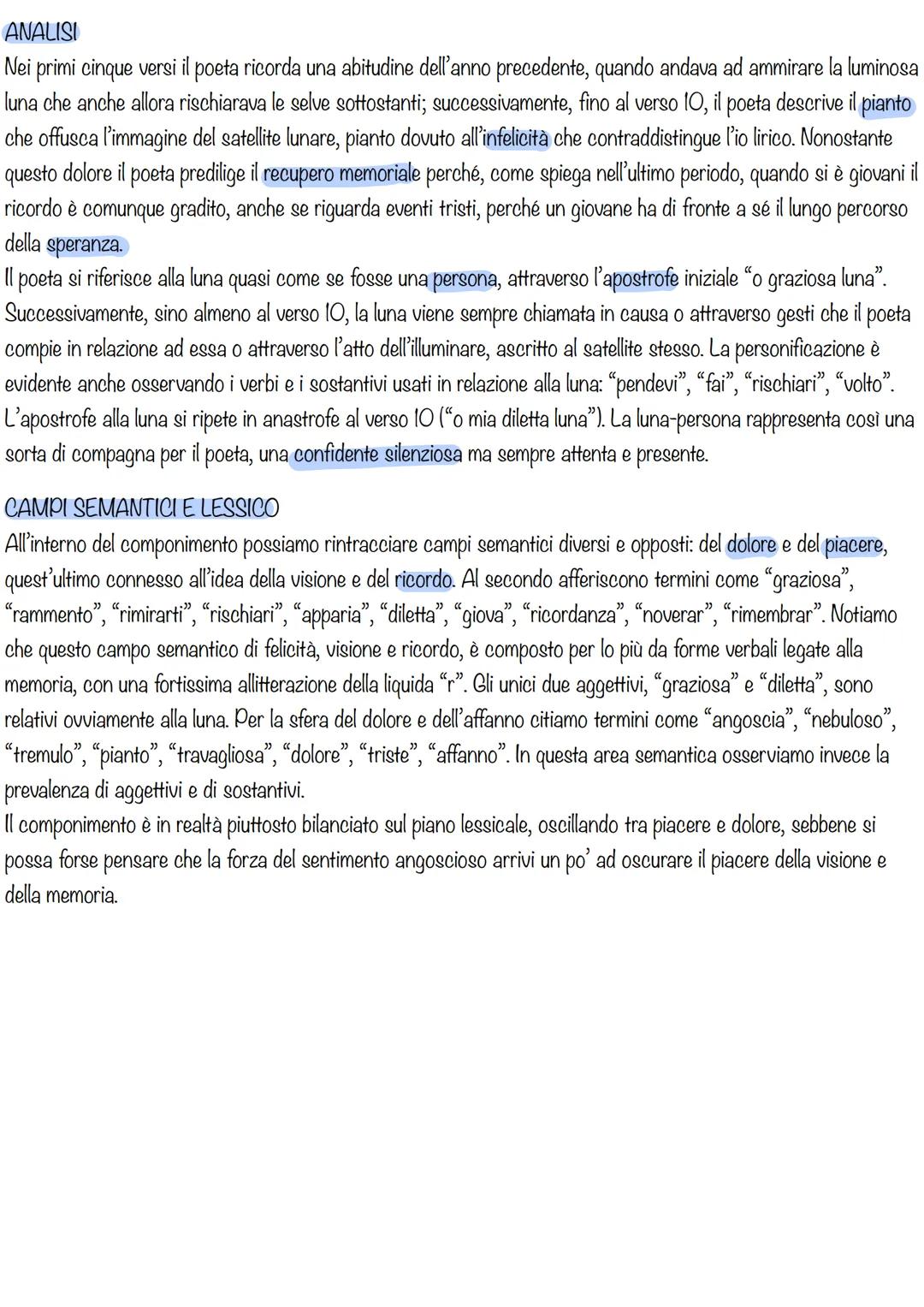 L'INFINITO
Sempre caro(1) mi fu quest'ermo colle(2),
E questa siepe, che da tante parte
Dell'ultimo orizzonte il guardo esclude(3).
Ma seden
