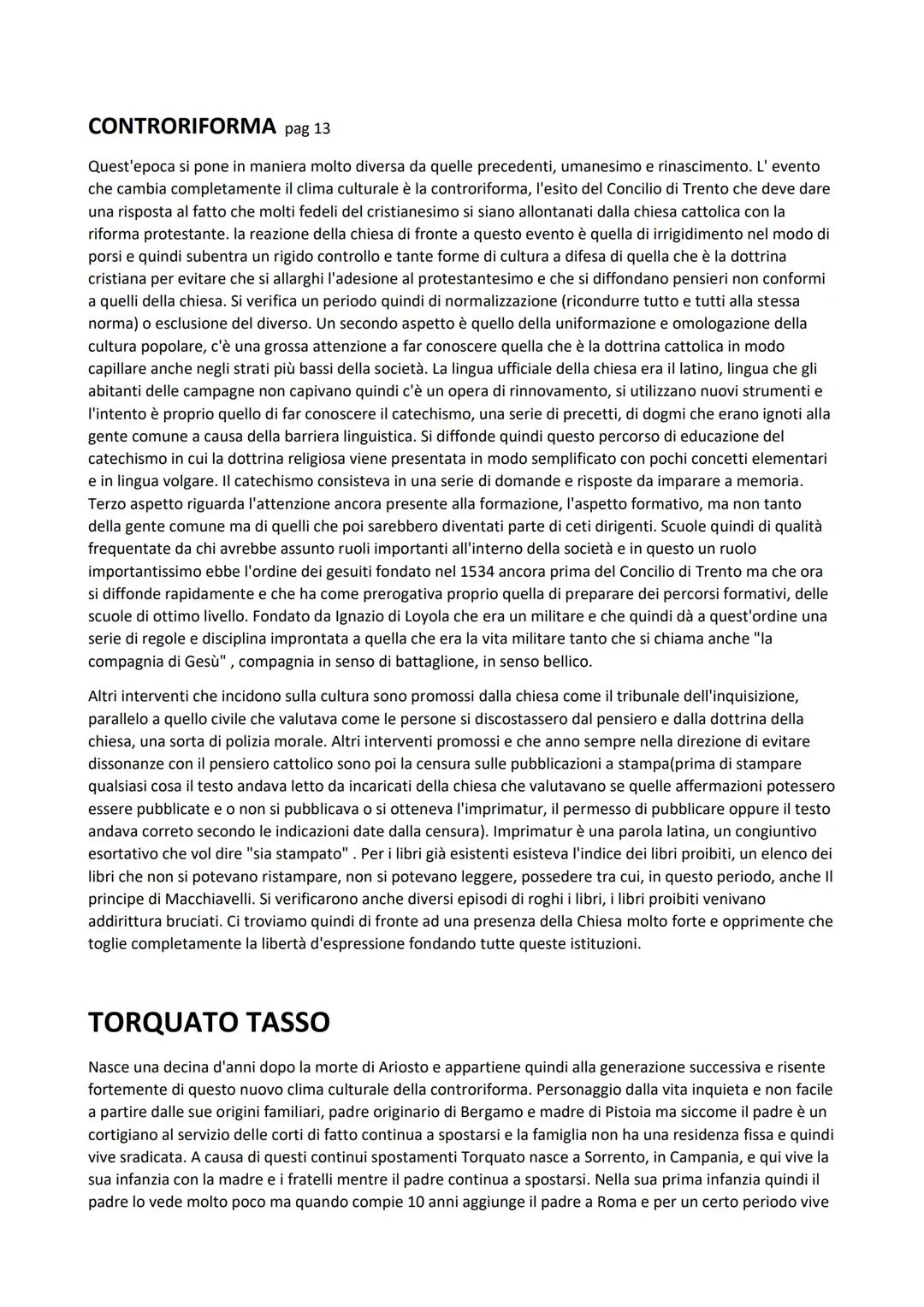CONTRORIFORMA pag 13
Quest'epoca si pone in maniera molto diversa da quelle precedenti, umanesimo e rinascimento. L' evento
che cambia compl