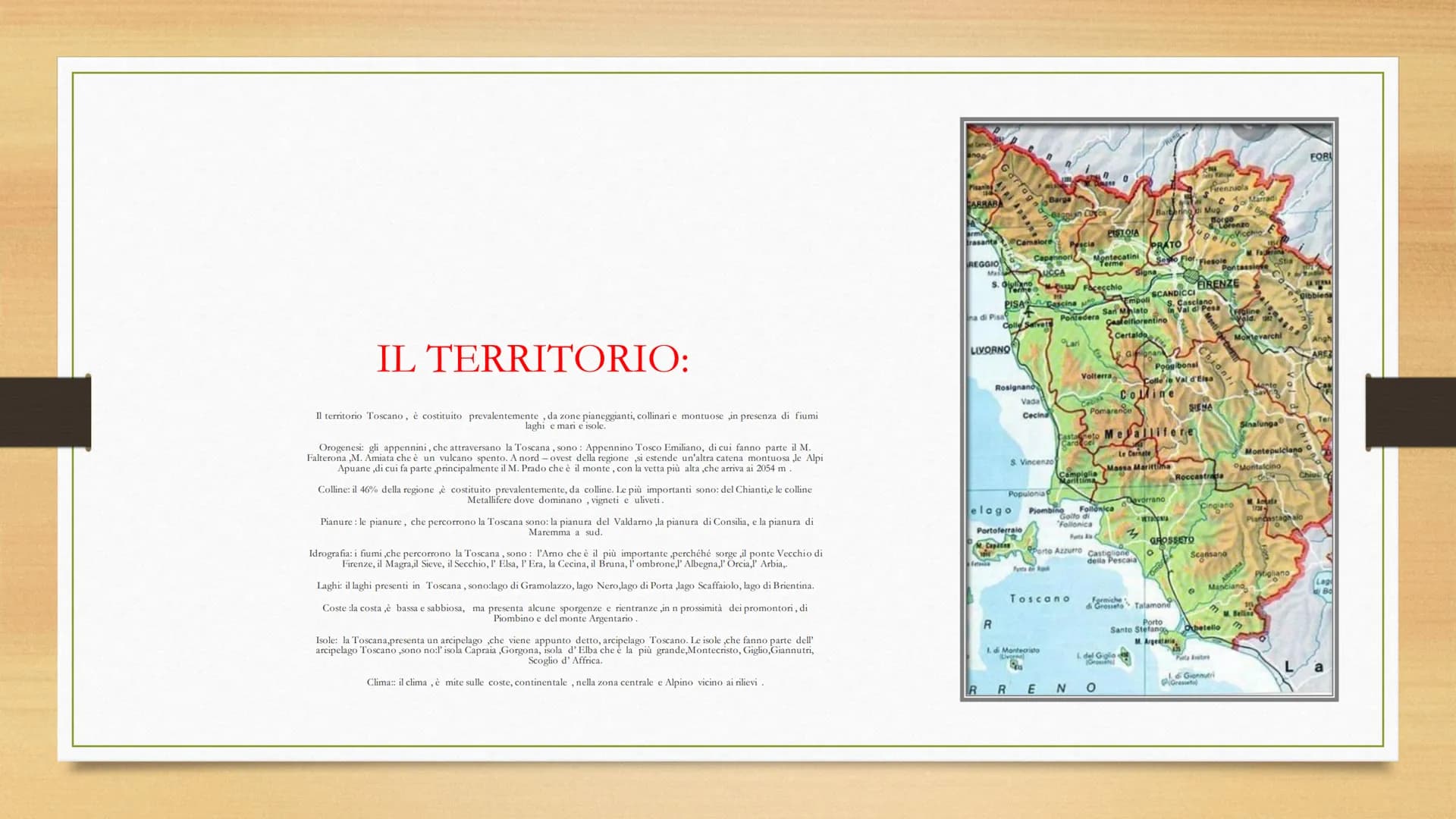 LA TOSCANA
Autore: Cimmino Alessio. I CONFINI:
La Toscana, è una regione dell'Italia centrale,
confina: a nord-ovest, con la Liguria, a nord