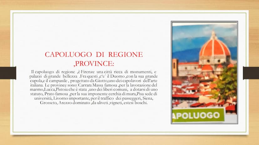 LA TOSCANA
Autore: Cimmino Alessio. I CONFINI:
La Toscana, è una regione dell'Italia centrale,
confina: a nord-ovest, con la Liguria, a nord