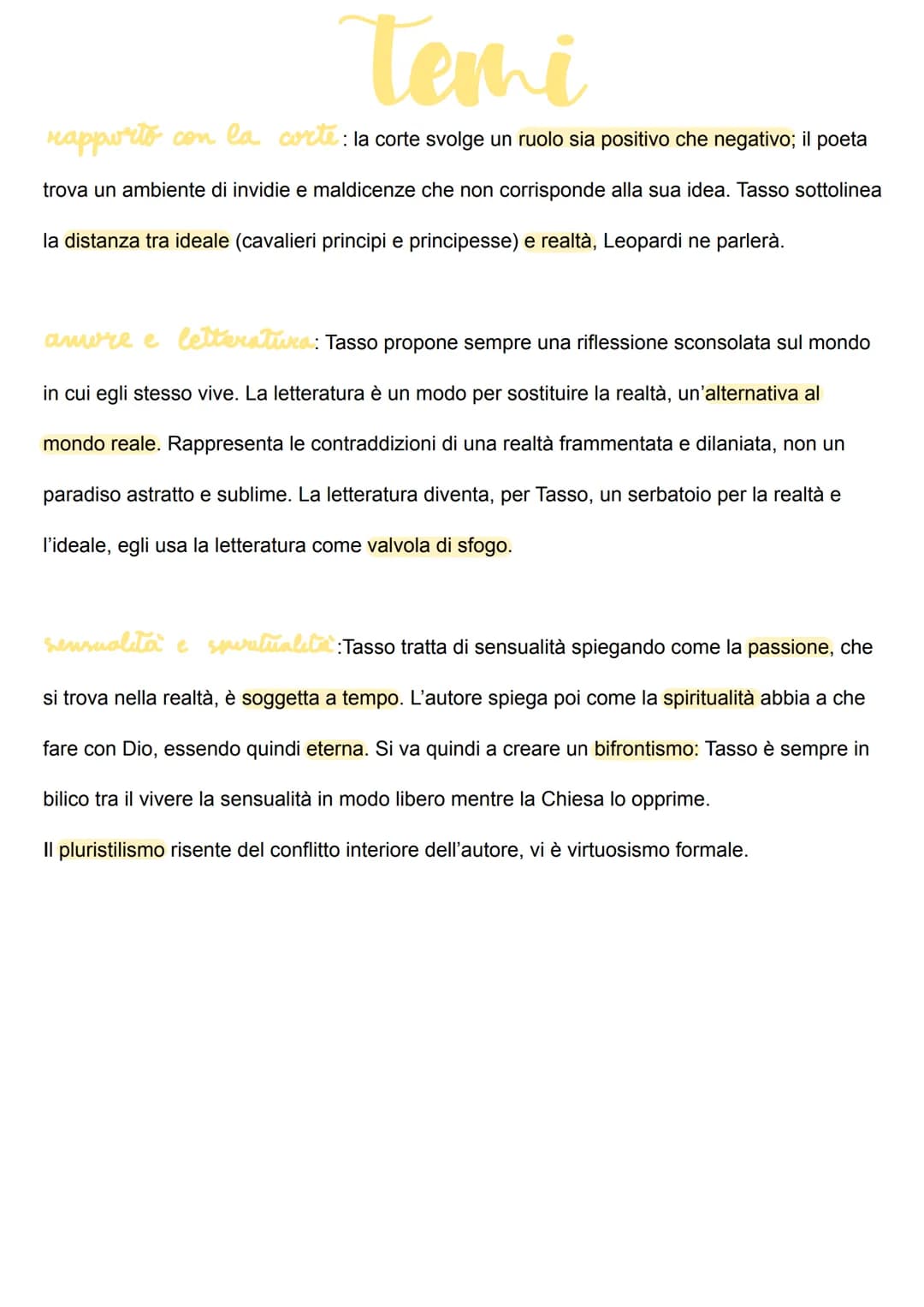 Tasso
Torquato Tasso nacque a Sorrento nel 1544 da madre napoletana e padre bergamasco. Già
la sua condizione di nascita lo inserì in un con