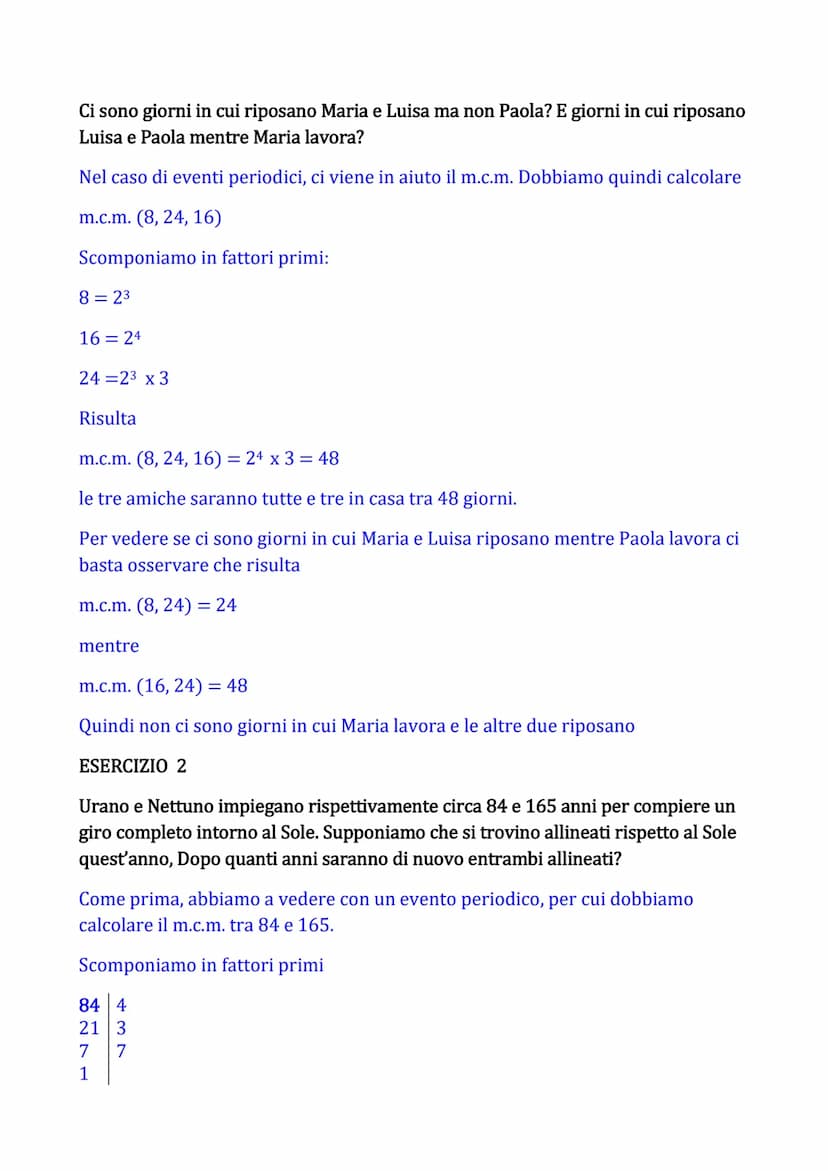 PROBLEMI CON M.C.D. e m.c.m.
Utilizzando i concetti di massimo comune divisore (M.C.D.) e di minimo comune
multiplo (m.c.m.) possiamo risolv